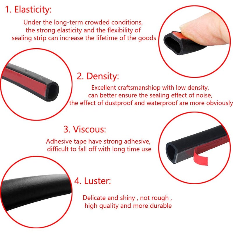 ESUPPORT 315" 8Meter Big D Car Motor Auto Door Rubber Seal Strip Weatherstrip Seals Hollow - Image 5